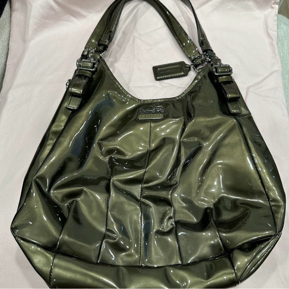 Coach Maggie Madison Gunmetal/ Olive Green Women bag NWOT